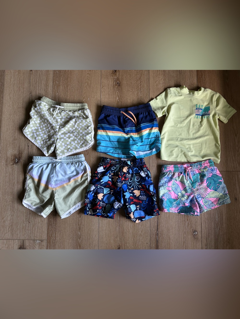 Assorted Kids Swim Trunks - Green, Navy, Blue & Pink Patterns